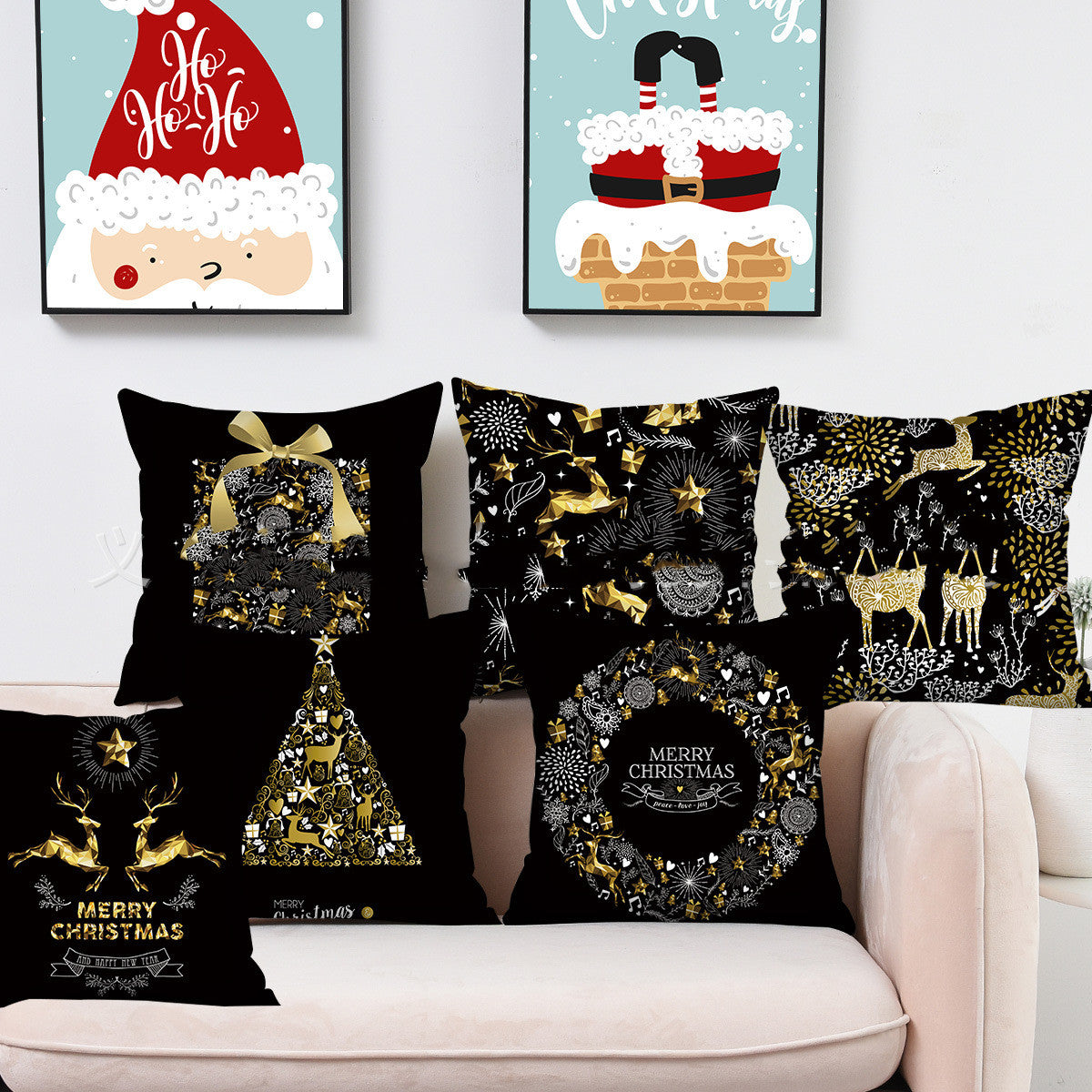 Printed Peach Skin Pillowcase Sofa Cushion Cover Home Decor