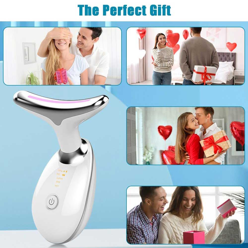 LED Neck and Face Massager, Facial Sculpting Tool with Vibration