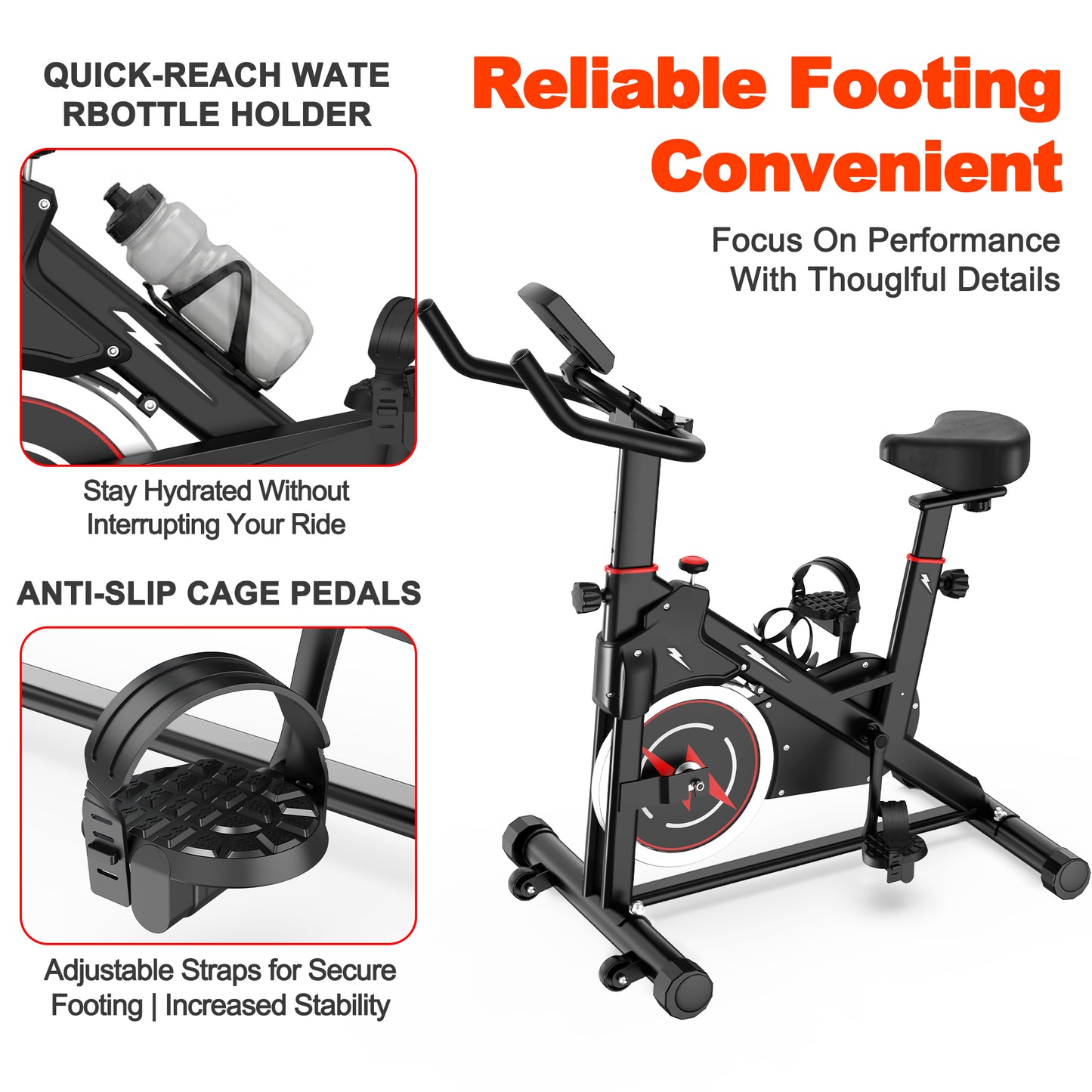Indoor Exercise Bike with Monitor - Adjustable Resistance & Comfortable Design