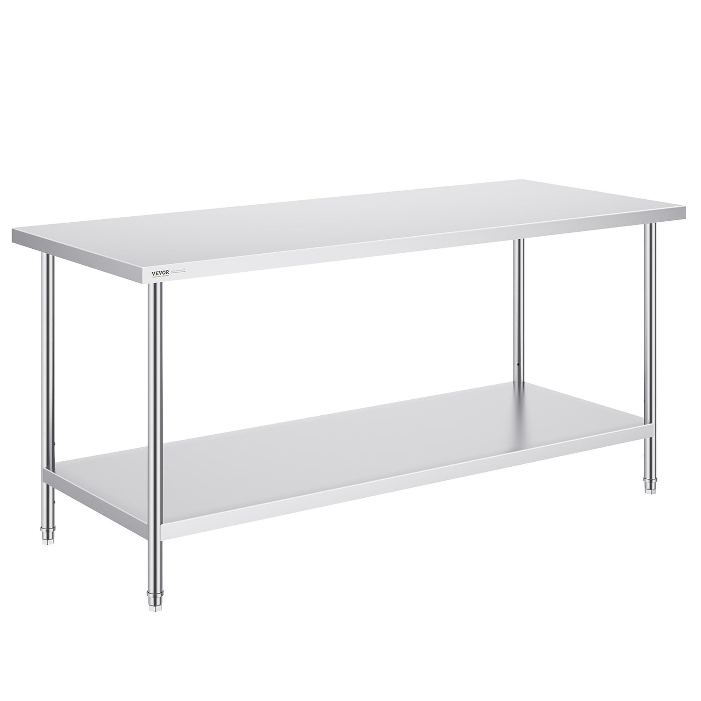 Heavy Duty Stainless Steel Prep Table - 30 x 72 Inch, Adjustable Height