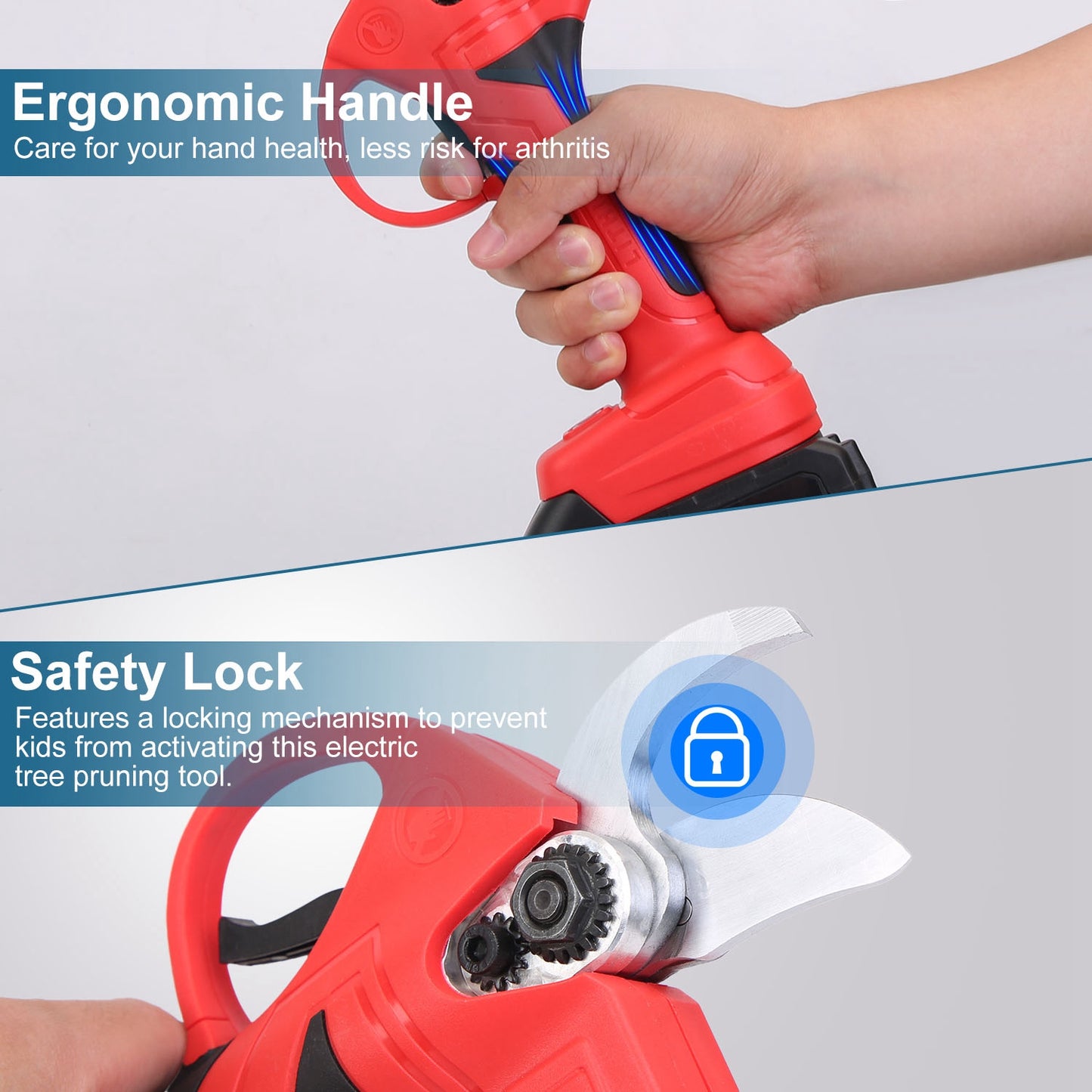 Cordless Electric Pruning Shears 40mm Branch Cutter with 2 Batteries & Carry Box