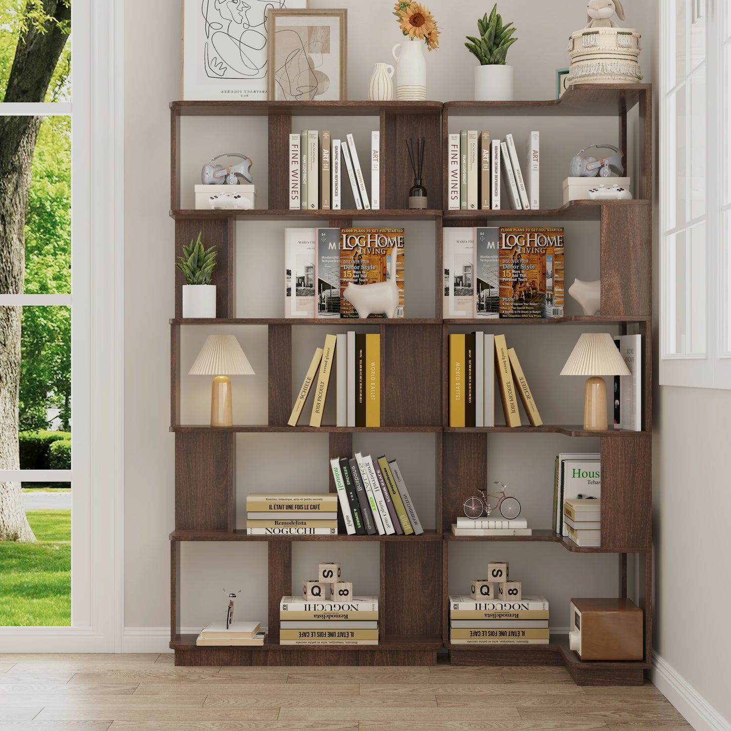 Set Of 2 Free Combination Bookcase Space Saving Corner Bookshelf 55cm