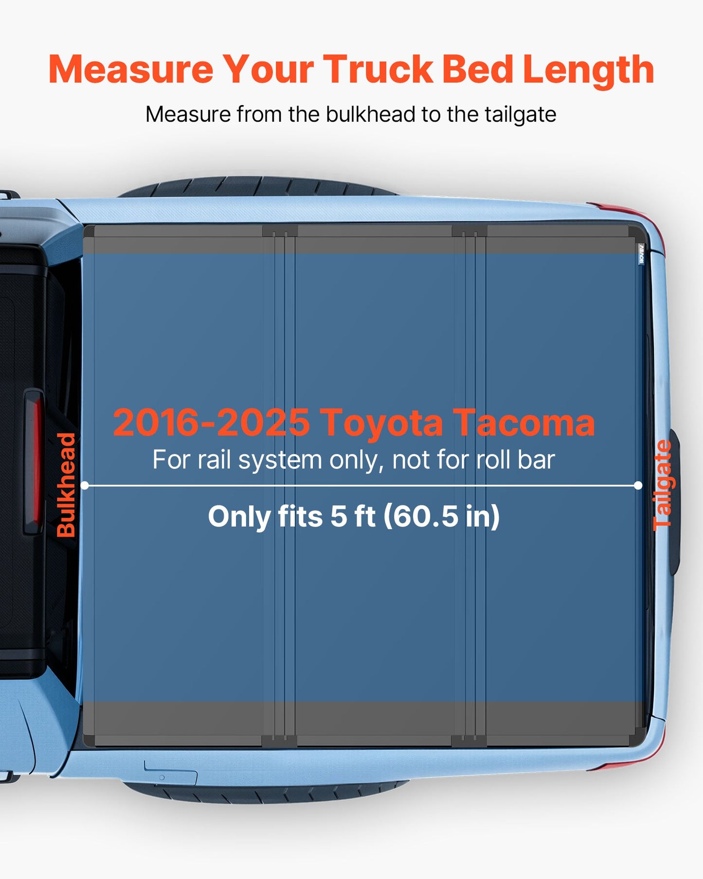 Hard Tri-Fold Truck Bed Tonneau Cover for Toyota Tacoma 2016-2025 Waterproof Fiberglass Black