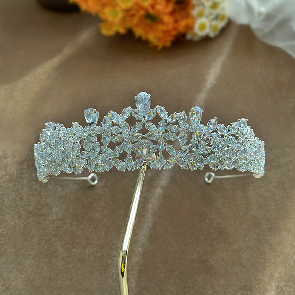 Bridal Crown Tiara with Crystal - Gold