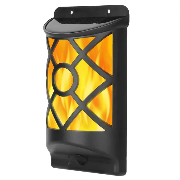 Outdoor Solar Flame Lights with 96 LEDs Waterproof Wall Mount Garden Decor