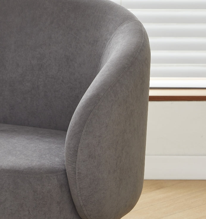 Mid-Century Modern Velvet Accent Chair, Upholstered Barrel Armchair