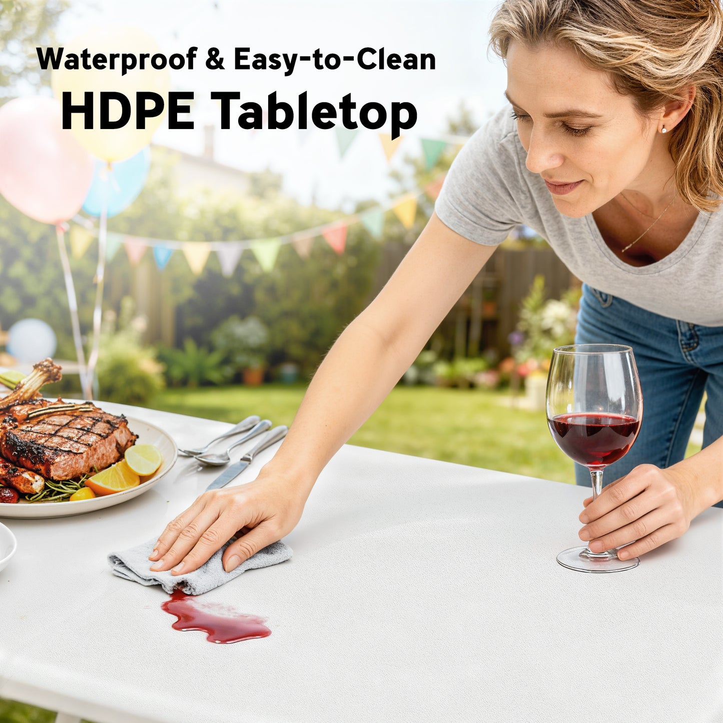 Portable Folding Picnic Table and Chairs Set - White