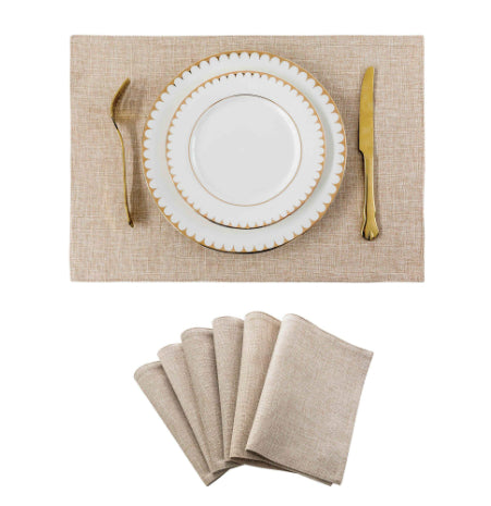 Solid Color Double-Layer Linen Placemat Heat-Insulating Non-Slip 33x48cm