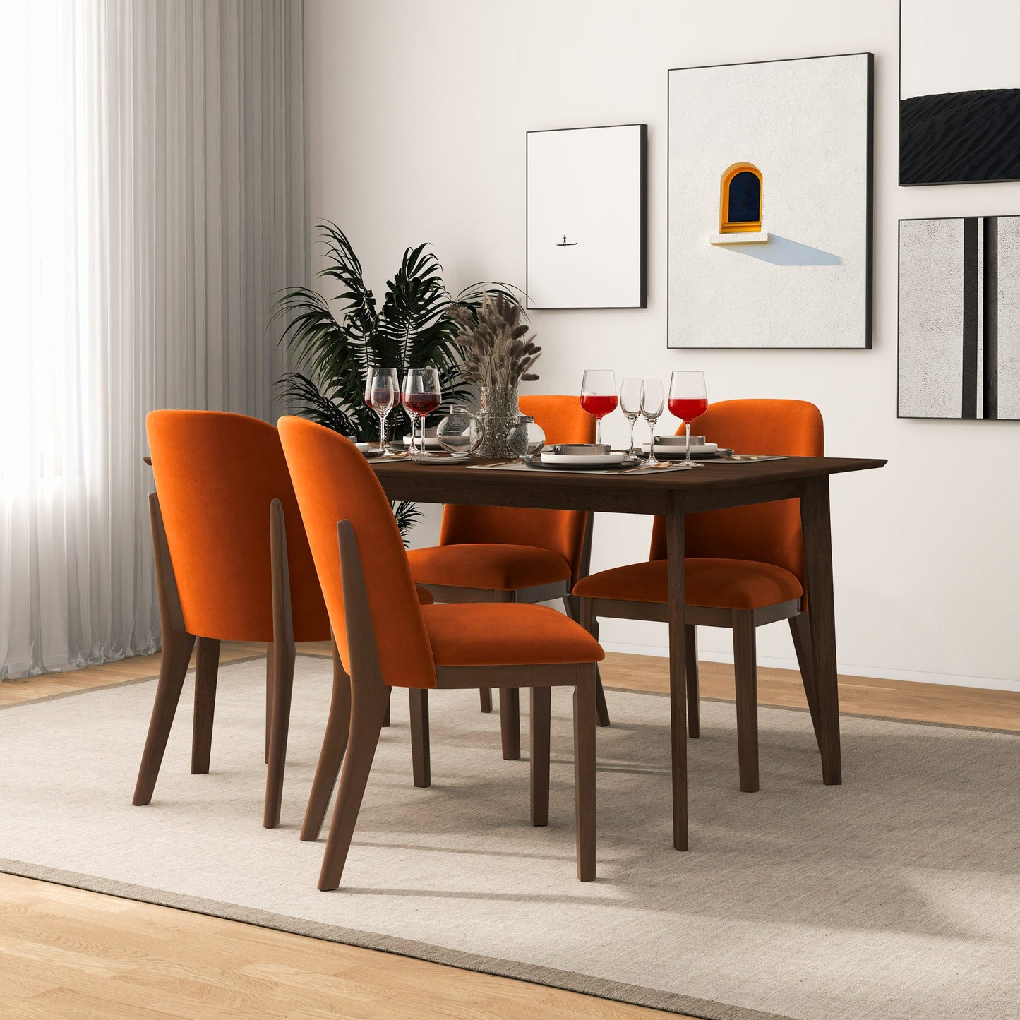 New Design Dining Kitchen Mid-Century Modern Chairs With Wood Legs