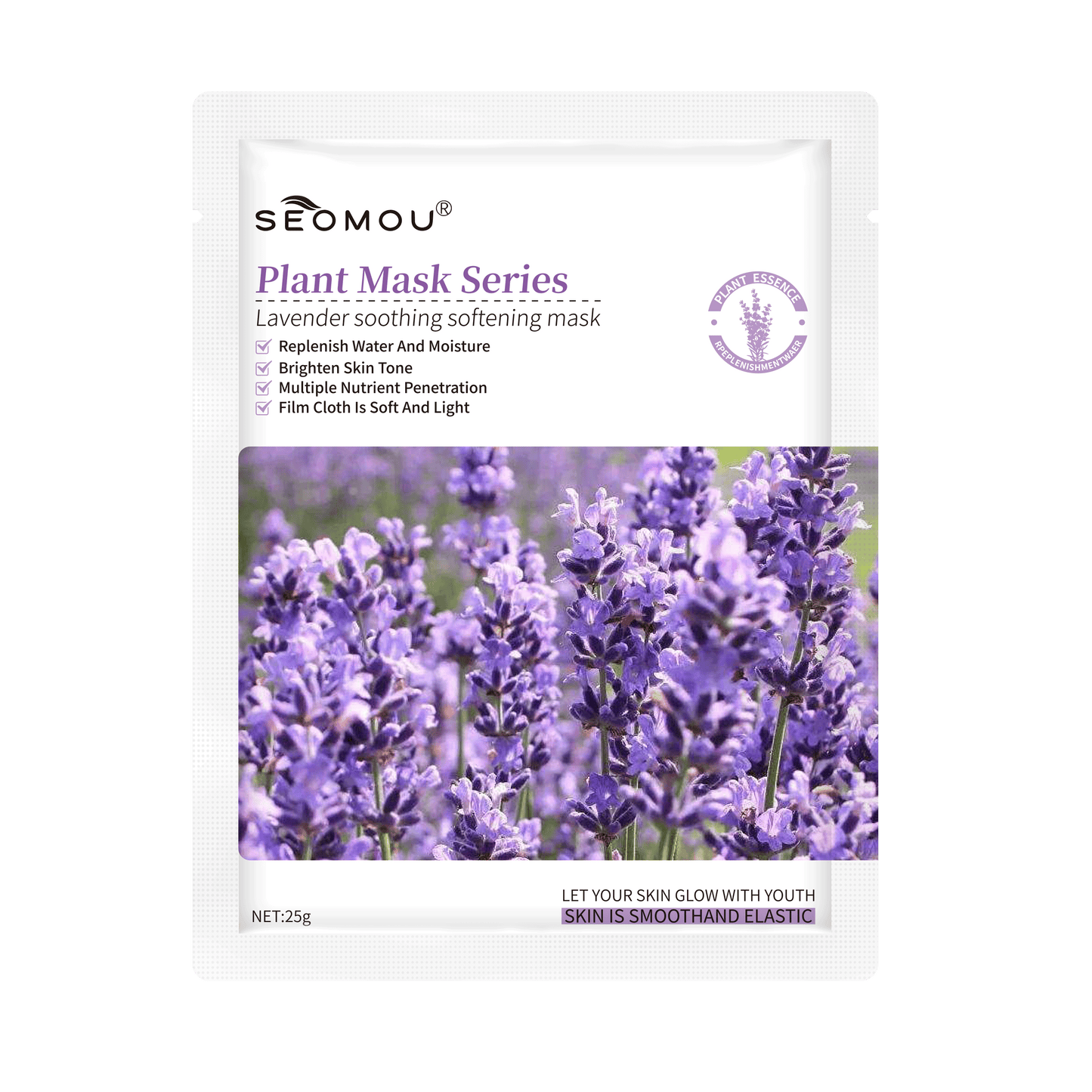 Lavender Face Mask 10-Pack - Facial Care Sheet Masks for Skin Relaxation