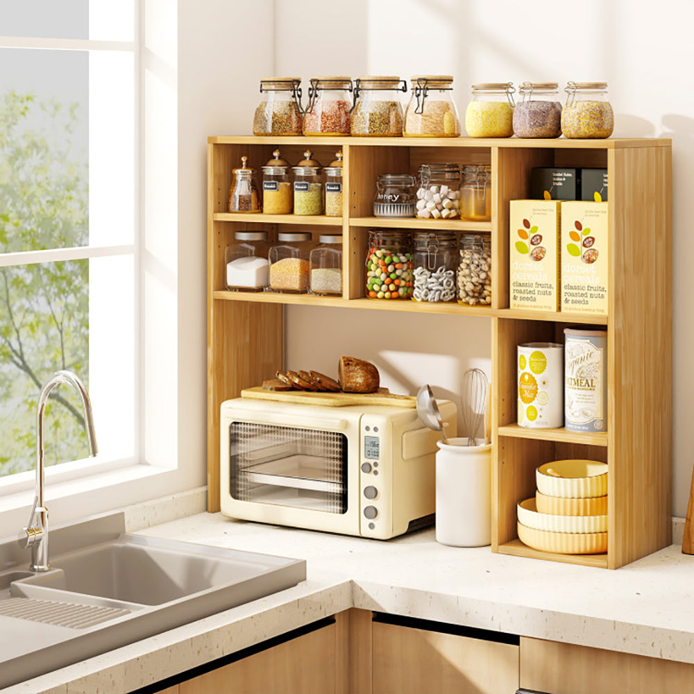 Desktop Bookshelf With 7 Open Cubbies And 3 Adjustable Shelves 2