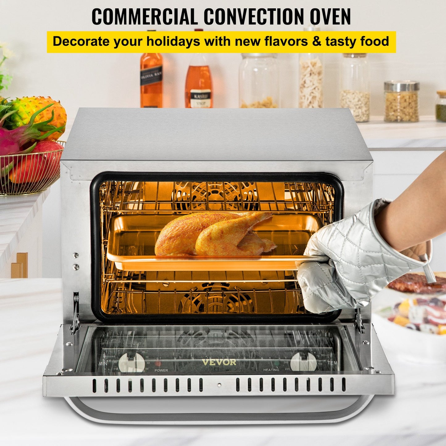 Commercial Countertop Convection Oven 21L with Glass Door & 3 Tiers