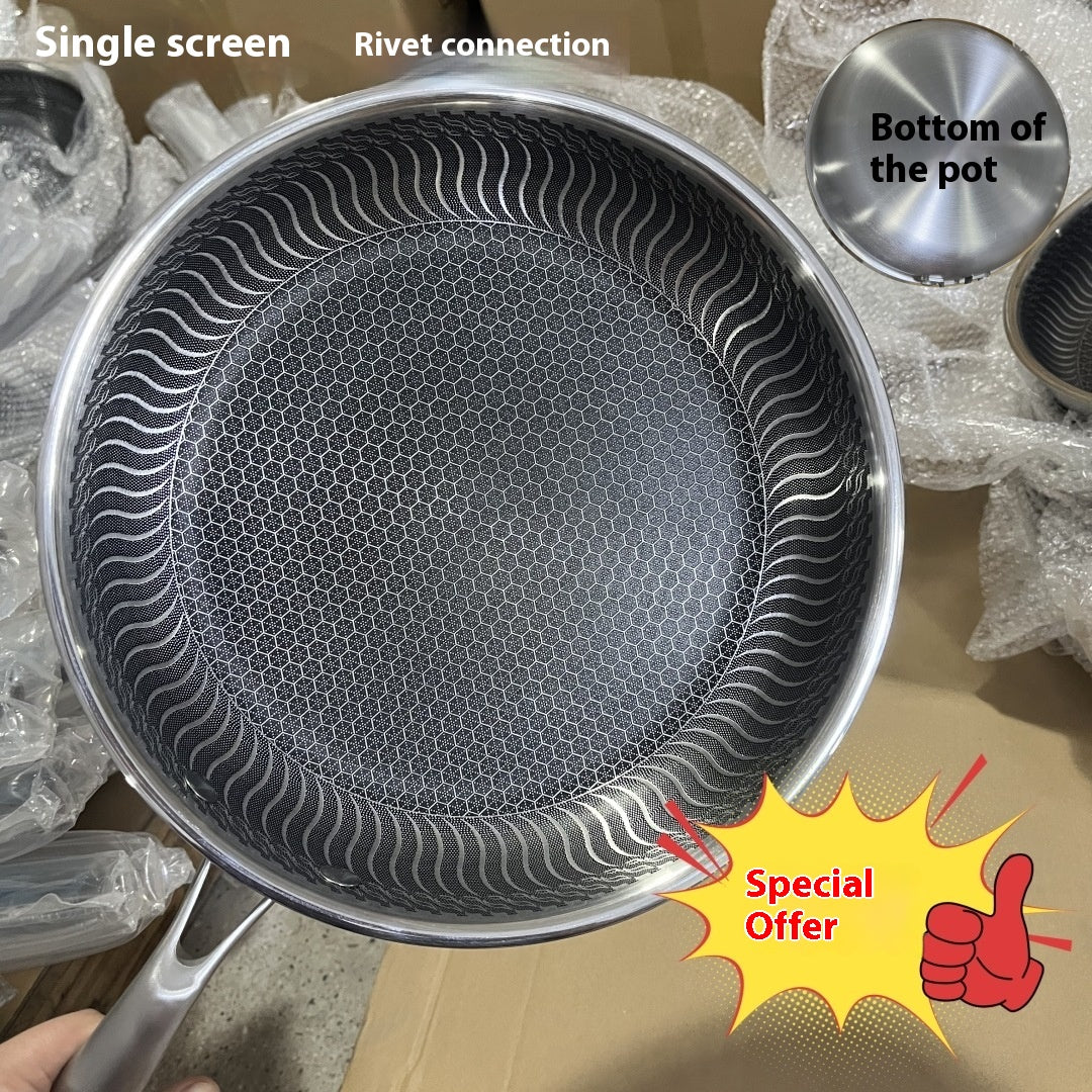 Stainless Steel Frying Pan with Glass Cover - Induction & Gas Stove Compatible