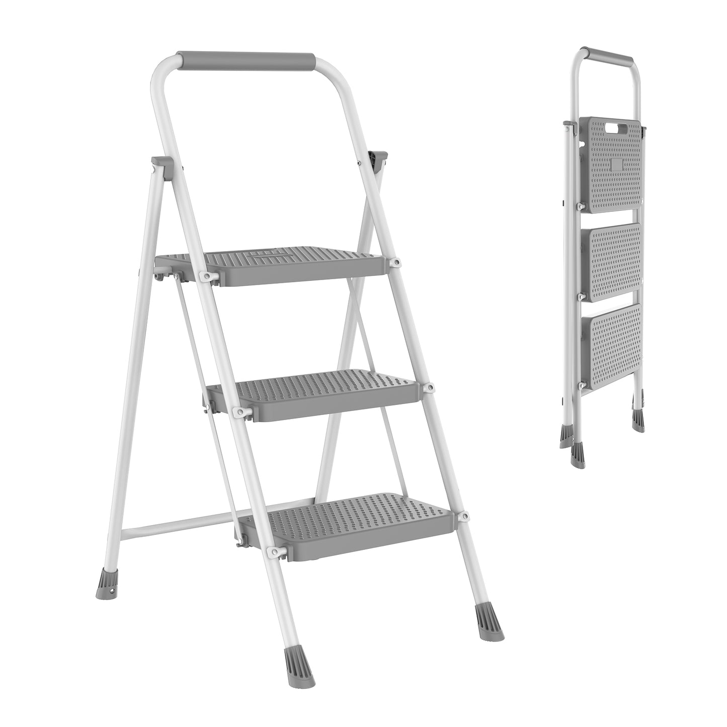 Portable 3-Layer Step Ladder with Safety Buckle - Lightweight & Stable
