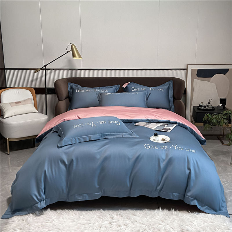 Home Washed Silk Bedding Set Four Piece Quilt Cover Bed Sheets Pillowcases