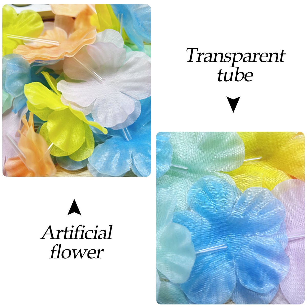 24 Pcs Colorful Hawaiian Flower Leis Wreath Set for Parties