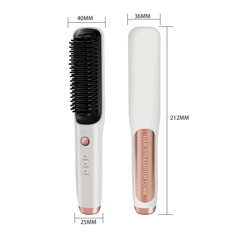 Dual-Use Wireless Hair Comb and Straightener for Curly and Straight Hair