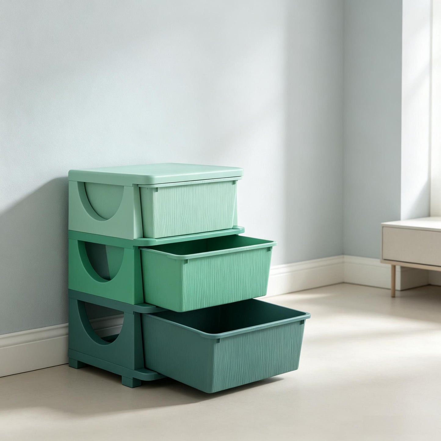 Multi-Tier Toy Storage Tower - Child-Friendly Green Organizer
