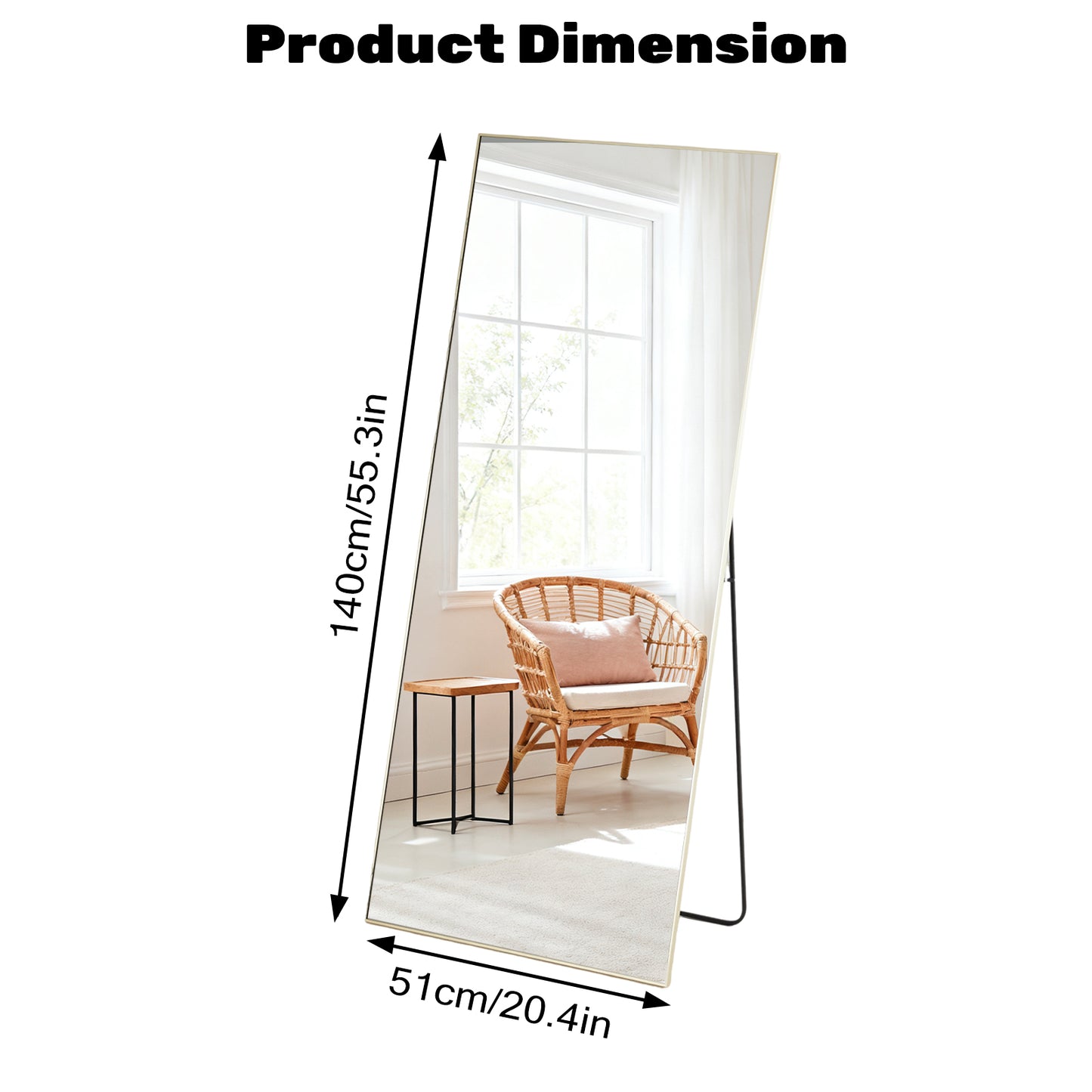 Rectangle Full Length Standing Mirror - Shatterproof Floor Mirror