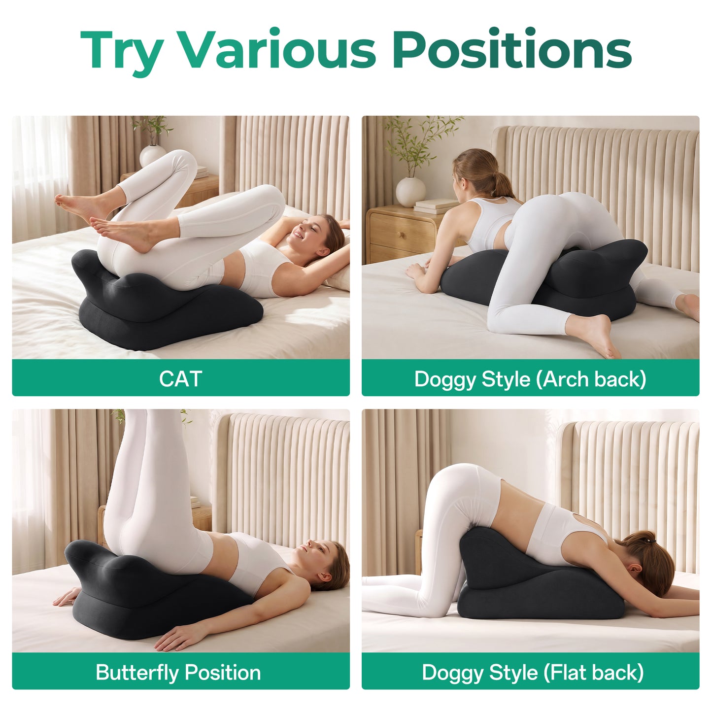 Ergonomic Memory Foam Support Pillow for Couples - Black