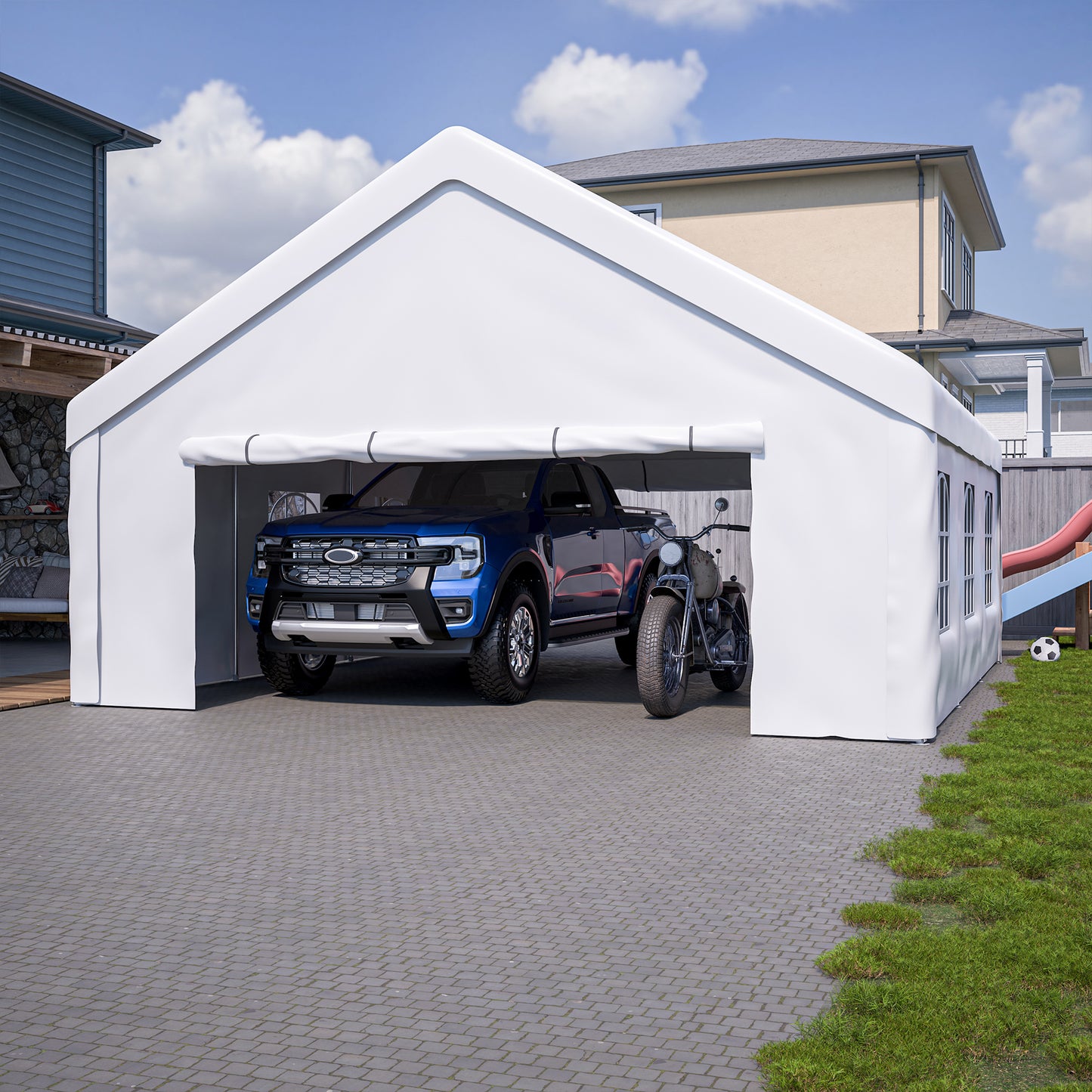 20x20 FT Outdoor Event Shelter with Detachable Sides - White
