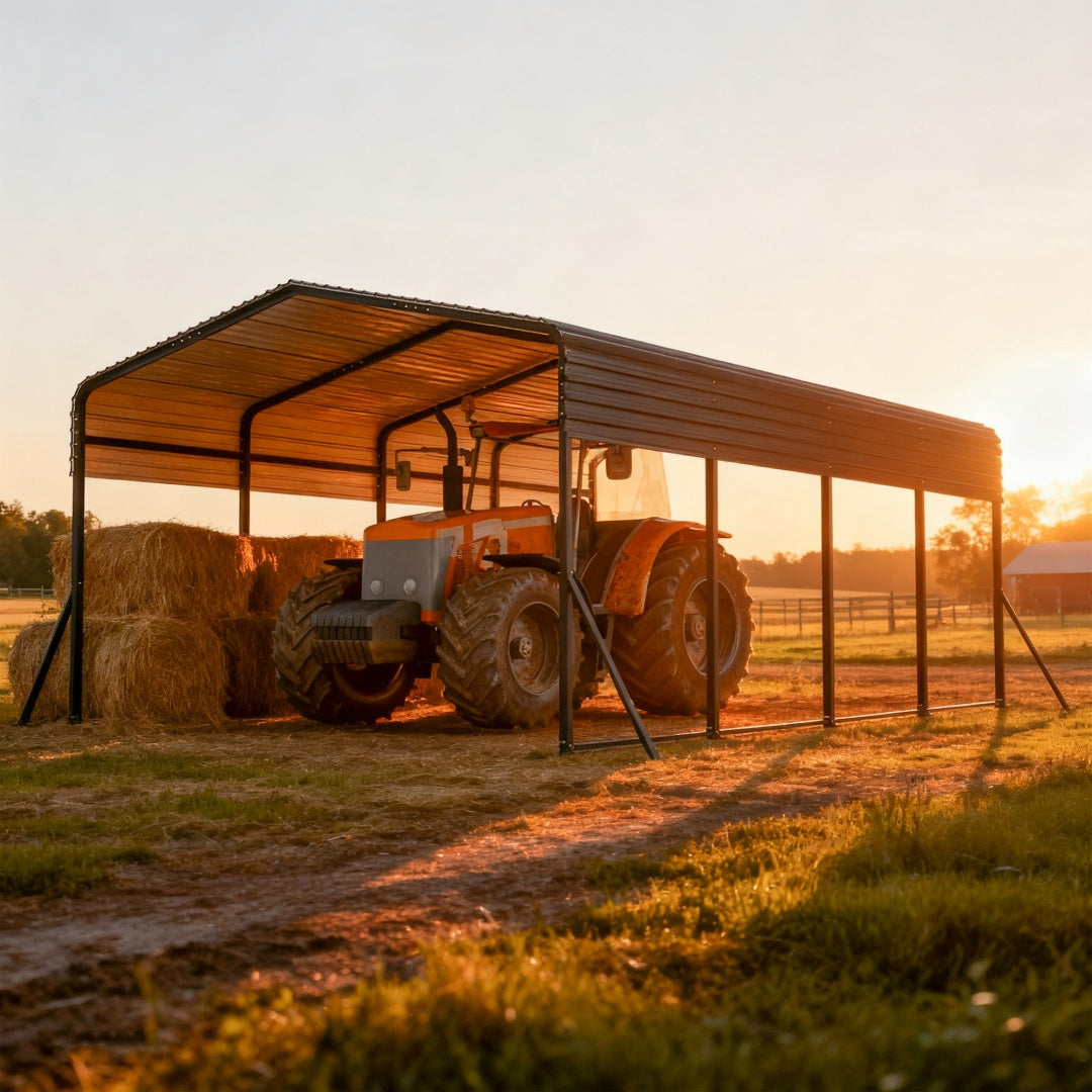 Heavy Duty Galvanized Steel Carport Canopy with Waterproof Roof - Large Capacity Shelter