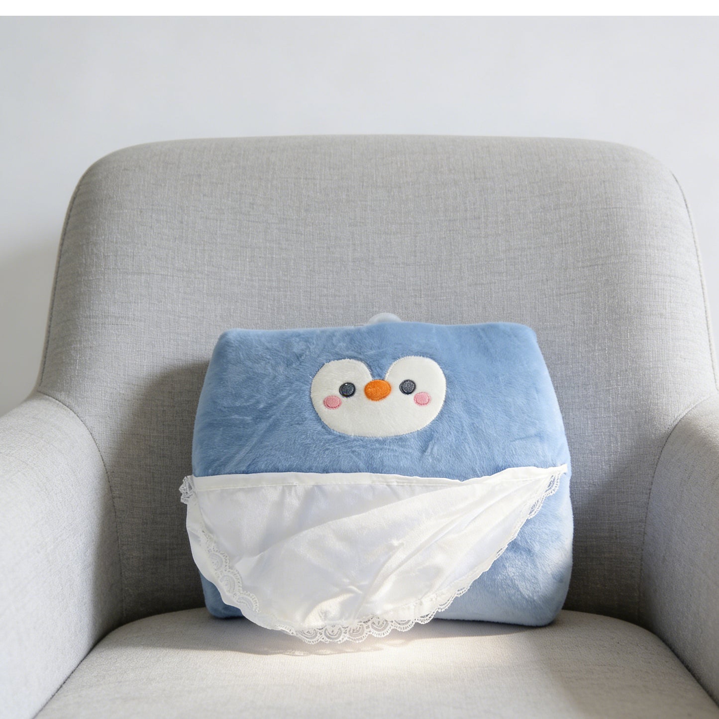 Penguin Back Support Pillow - Blue