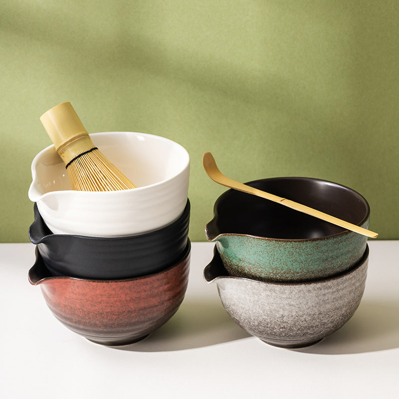 Japanese-Style Ceramic Matcha Bowl Set for Tea Preparation - Multiple Colors