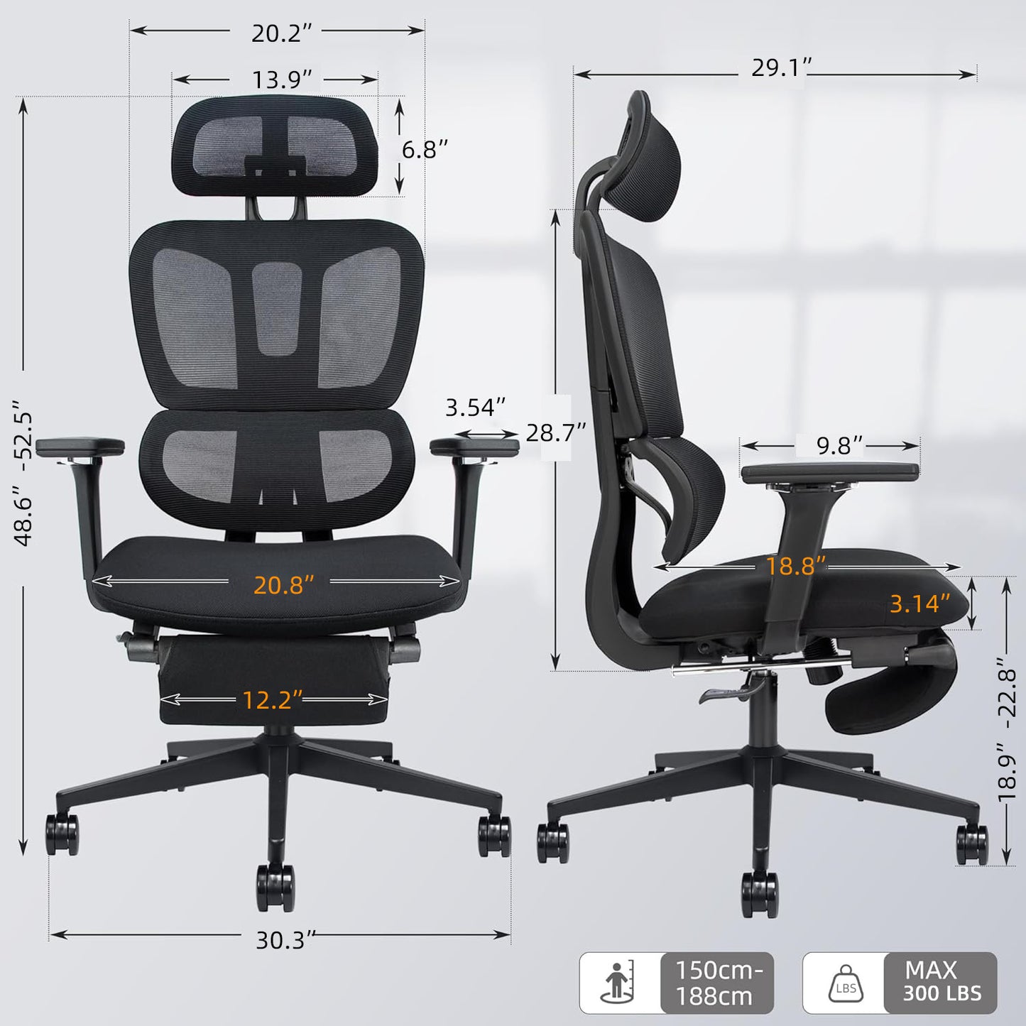 Ergonomic Office Chair with Footrest & Dynamic Lumbar Support