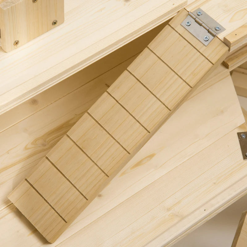 Large Wooden Hamster Cage with 3 Tiers, Activity Center & Water Bottle