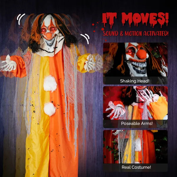 8.2ft Red Eyed Clown Halloween Decoration with LED Lights
