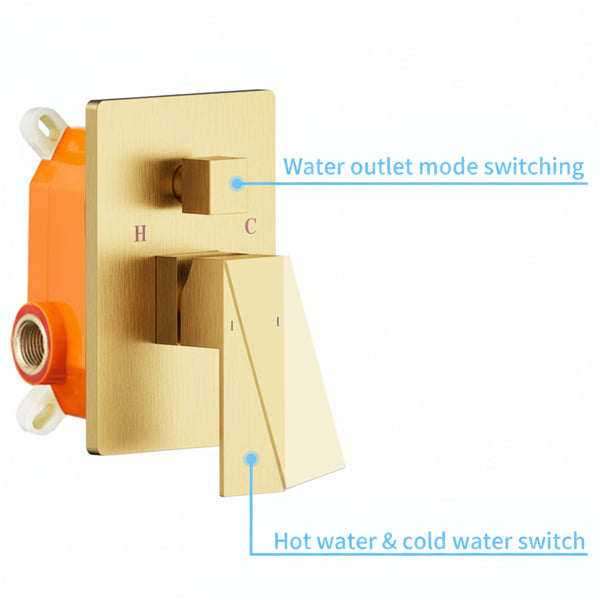 Rain Shower System Brushed Gold 10-Inch Rainfall Shower Head with Handheld Sprayer & Tub Spout