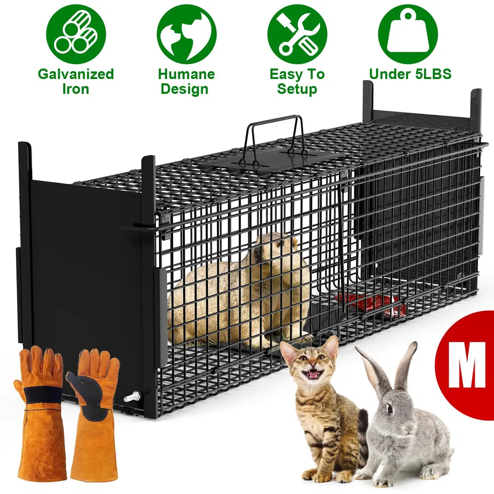 Humane Live Animal Cage Trap for Raccoons, Opossums & More