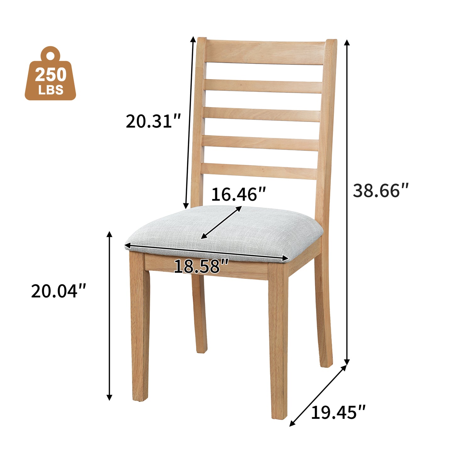 4-Piece Farmhouse Dining Chairs Set, Upholstered With High Ladder