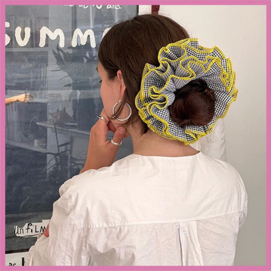 Plaid Lace Hair Ring Handmade Hair Accessory