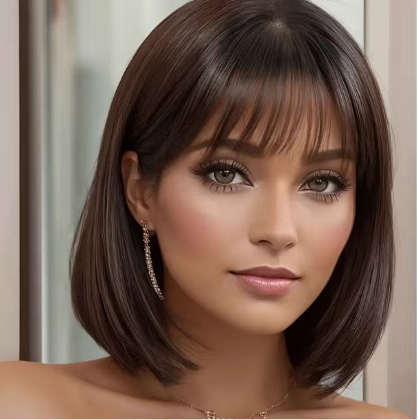 Fashionable Long Straight Wig with Wispy Bangs - Multiple Colors for Women