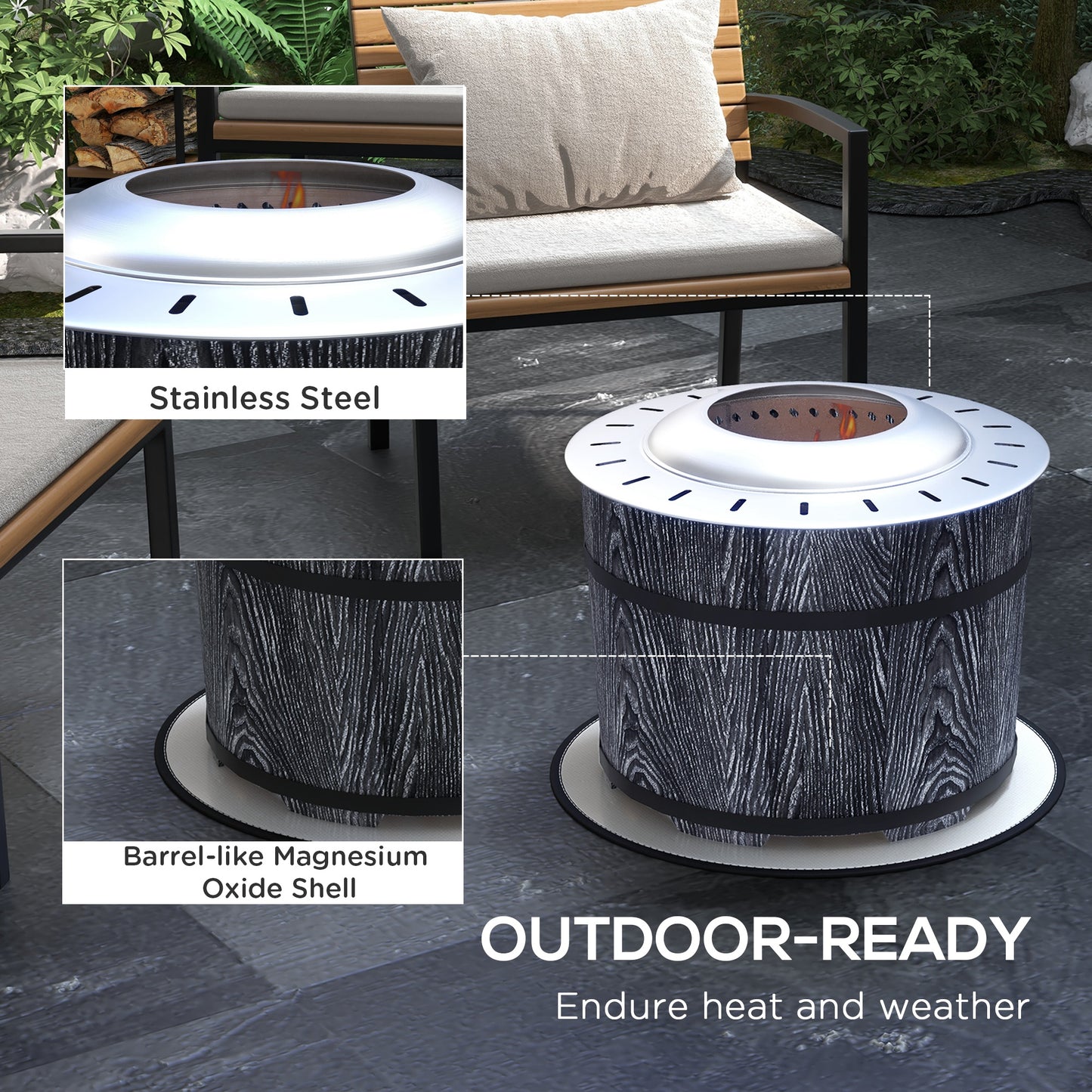 Portable Smokeless Fire Pit - Black with Fireproof Mat