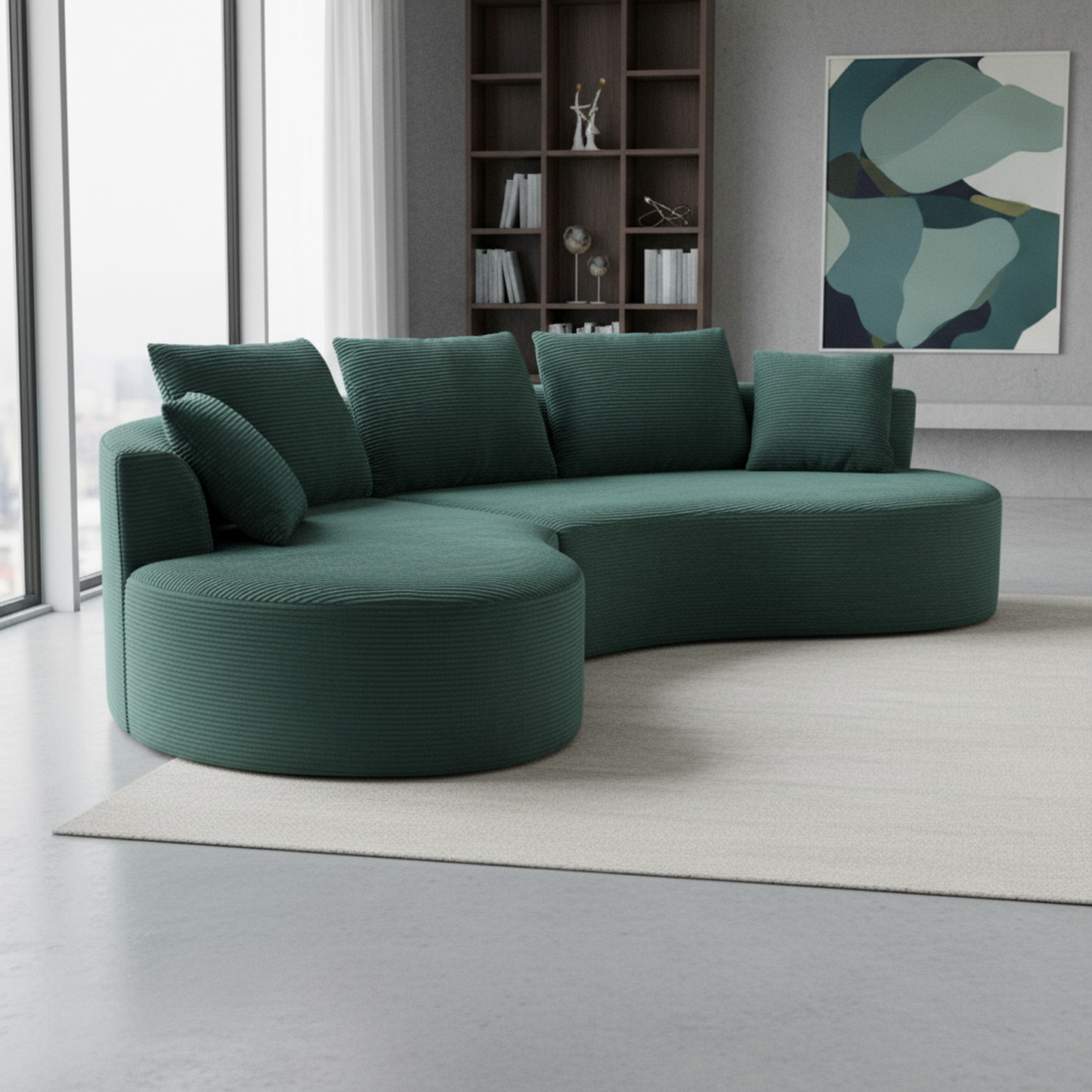 Curved Modular Sectional Couch 2 Piece Set With Pillows, Minimalist