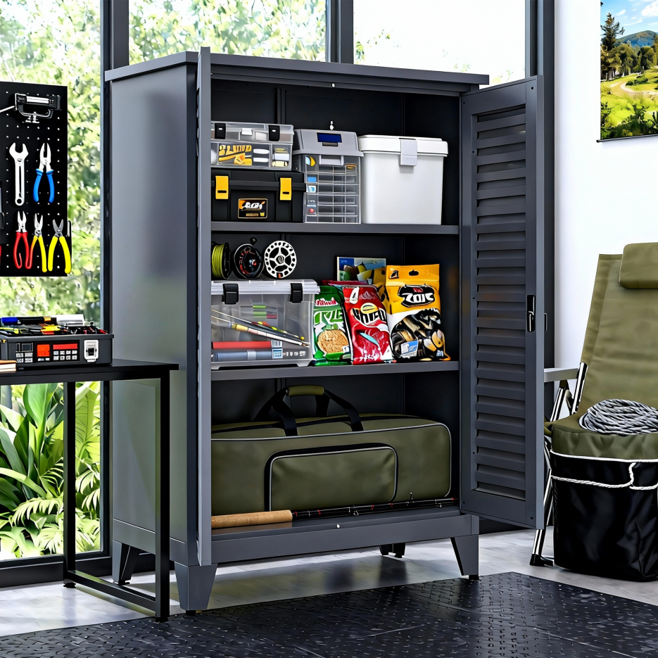 47'' Tall Metal Tool Storage Cabinet - Slate Color