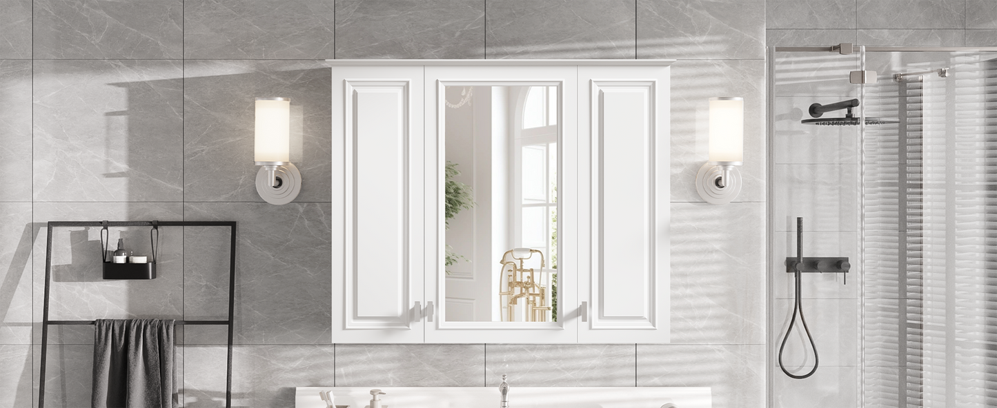 35-Inch Wall-Mounted Bathroom Cabinet with Mirror & 5 Shelves