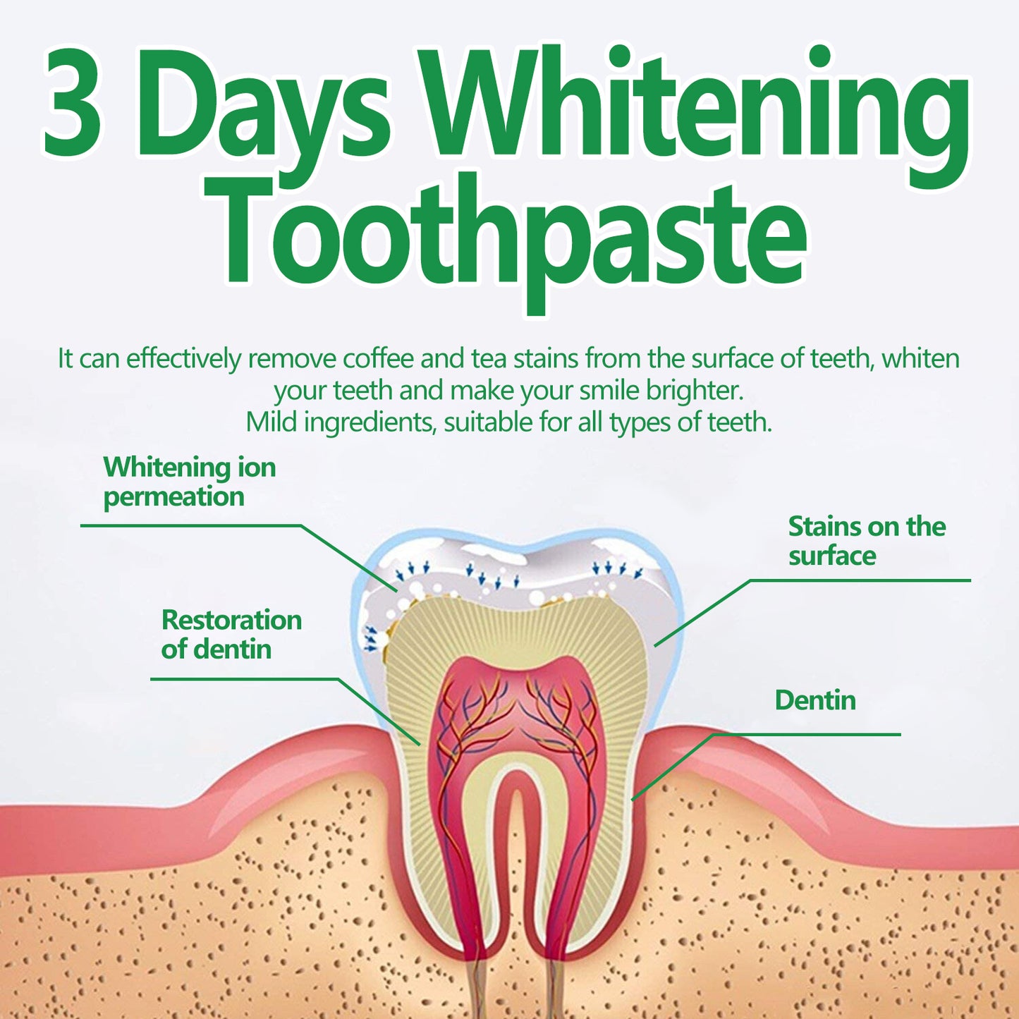 Whitening Toothpaste for Stain Removal and Gum Health - 100g