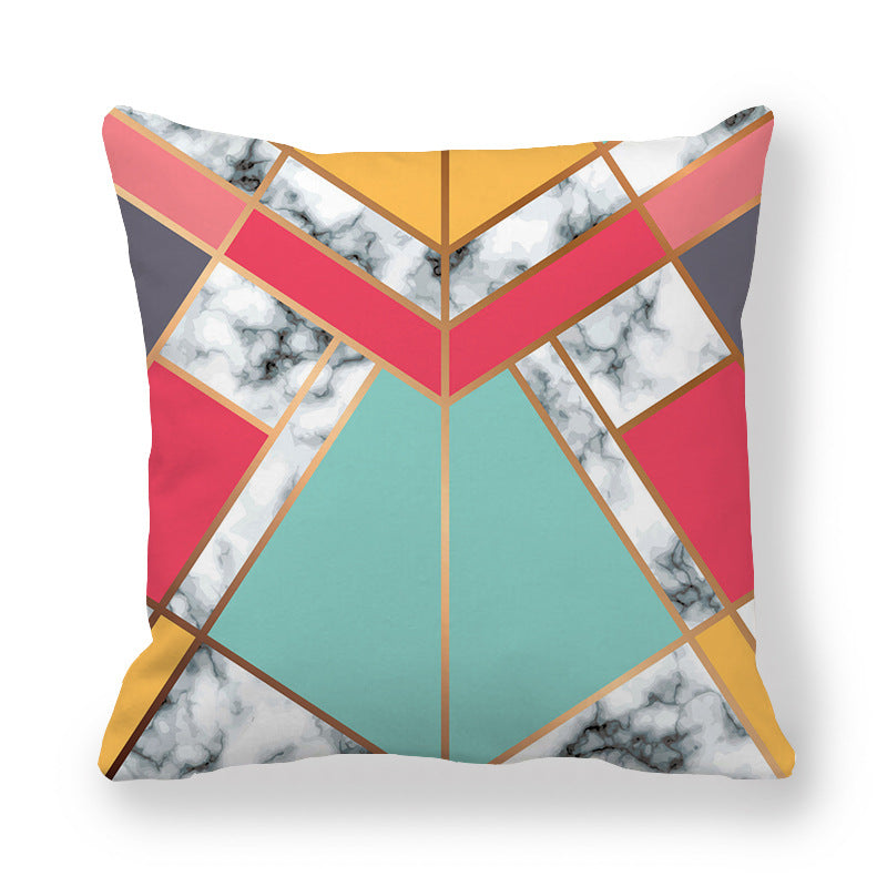 Geometric Pattern Pillow Cover Peach Skin Fabric Decorative Cushion Cover