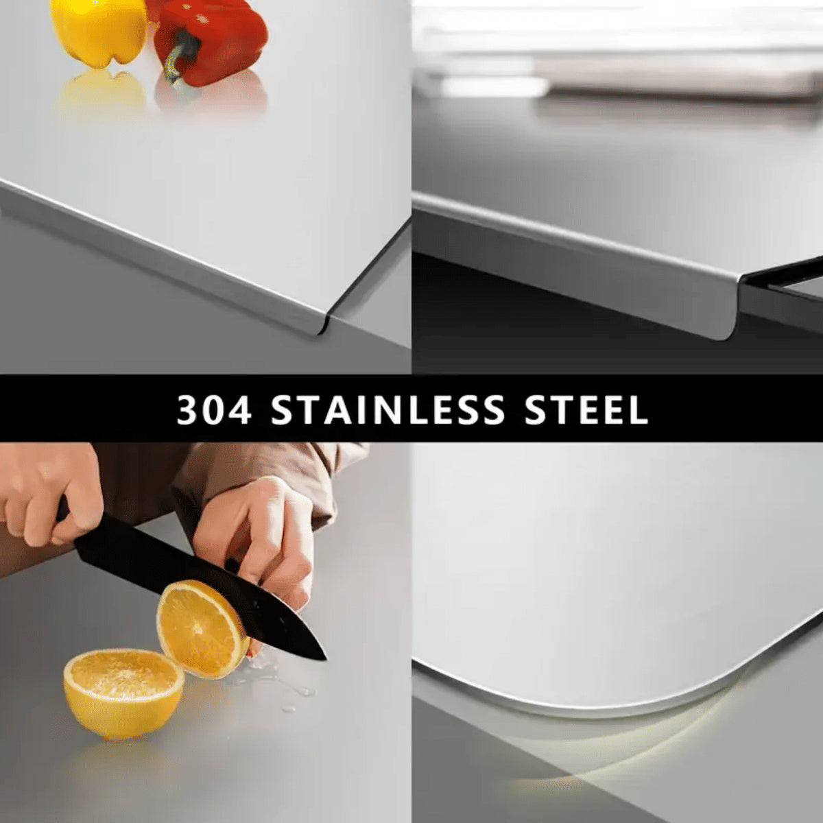 Stainless Steel Cutting Board with Lip - Versatile Kitchen Chopping Board
