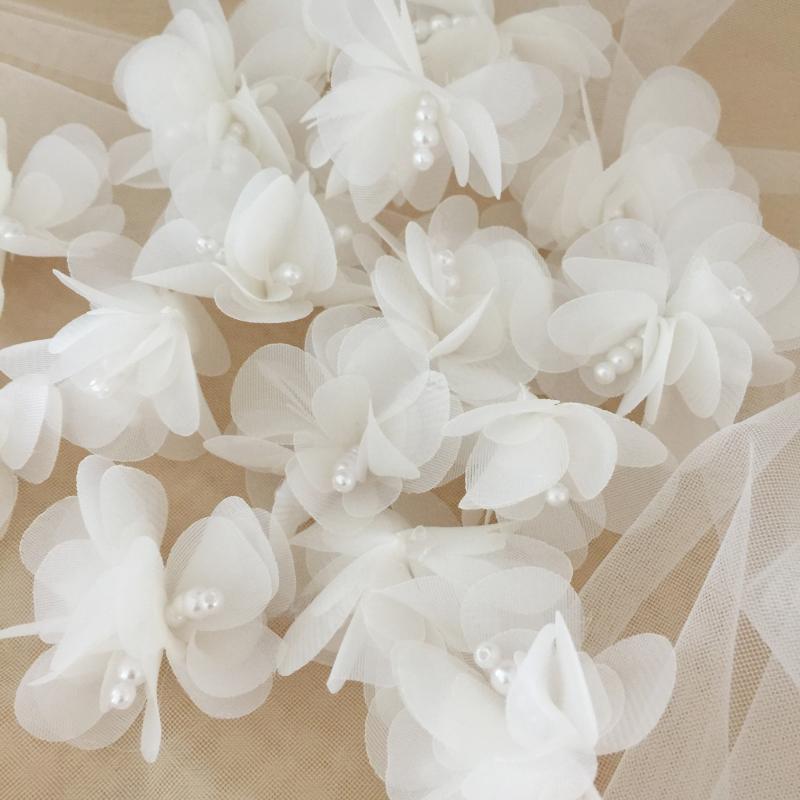 Handmade Beaded Pearl Lace Flower Accessory for Wedding Dress