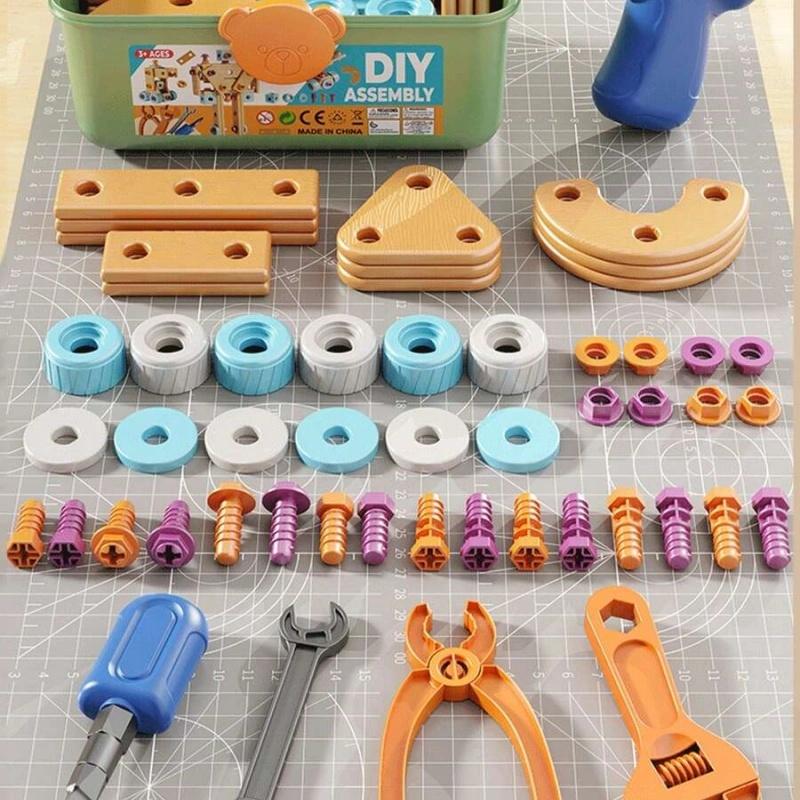 126-Piece Wooden Building & Tool Set for Kids - STEM Educational Toys