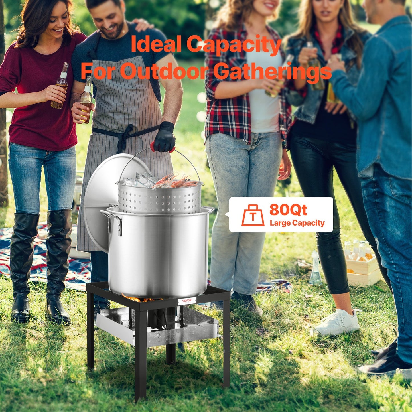 80 Qt Seafood Boiling Kit with Strainer - Outdoor Cooking Pot