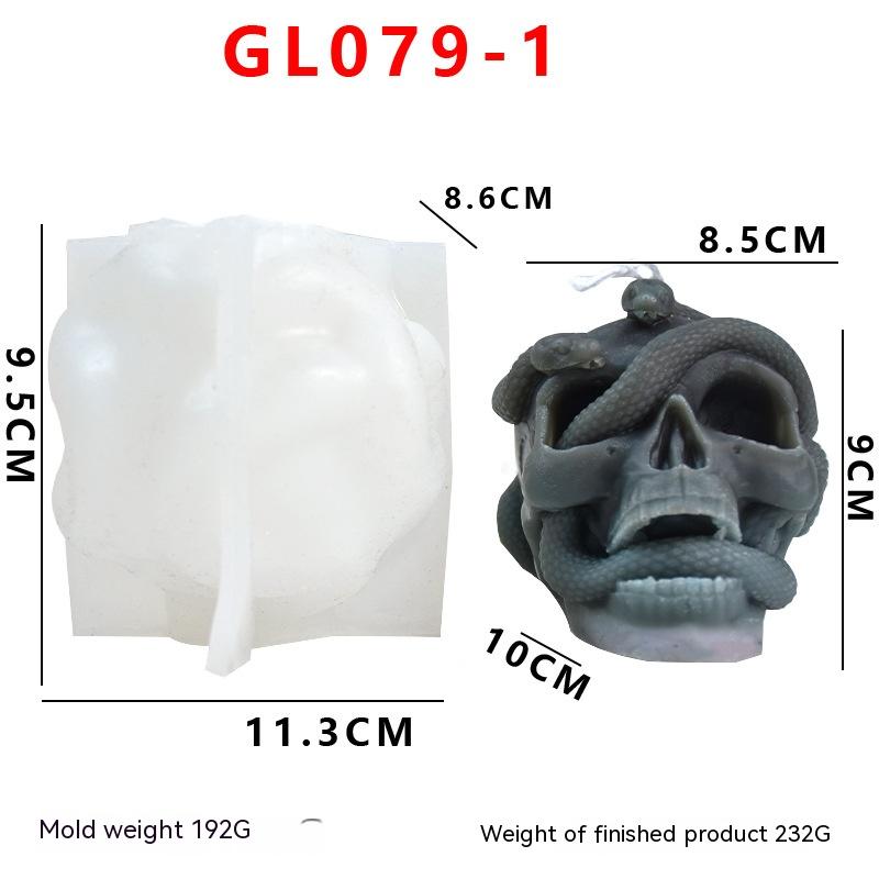 Skull Candle Mold Silicone DIY Halloween Decoration, Plaster Craft