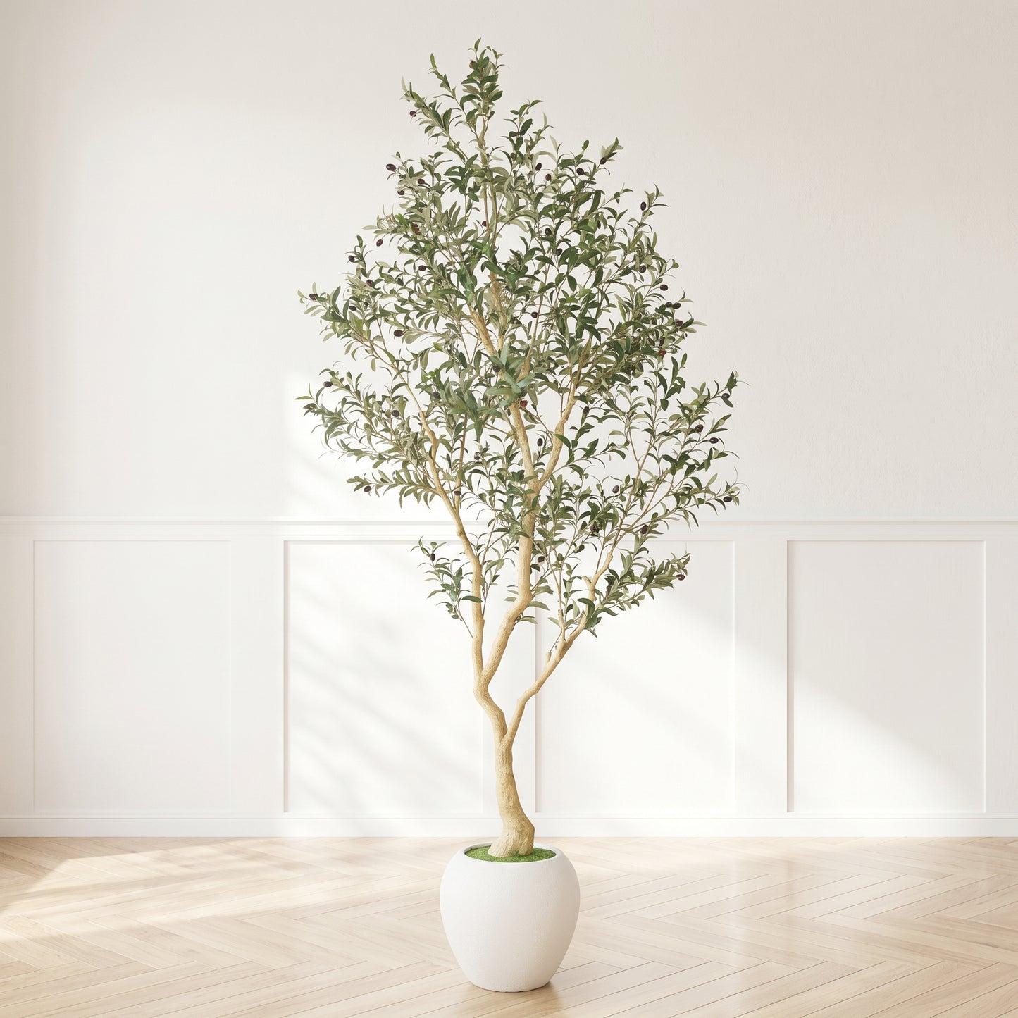 8.2FT Artificial Olive Tree in Chic White Planter - Indoor & Outdoor Decor