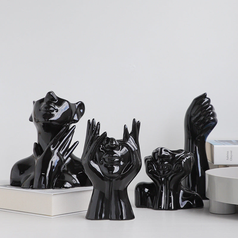 Black Ceramic Vase - European Style Home Decor Ornament
