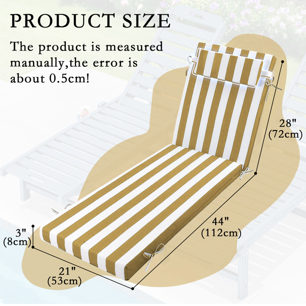 Waterproof Outdoor Chaise Lounge Cushion - 72x21x3 Inch